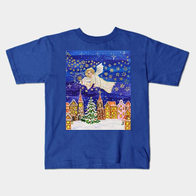 Angel wiith sparkler Kids T-Shirt by IrinaAfonskaya